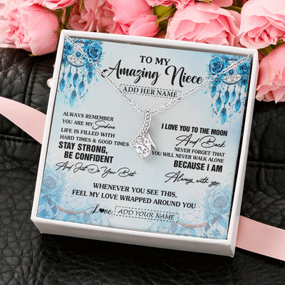 Alluring Beauty Necklace 14K White Gold Finish | 2 | Personalized To My Amazing Niece Necklace From Aunt Uncle Auntie Dream Catcher It A Big Hug Niece Birthday Gifts Graduation Christmas Gift Box Message Card | https://teecentury.