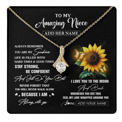 Alluring Beauty Necklace 18K Yellow Gold Finish | 1 | Personalized To My Amazing Niece Necklace From Aunt Uncle Auntie Sunflower It A Big Hug Niece Birthday Gifts Graduation Christmas Custom Gift Box Message Card | https://teecentury.