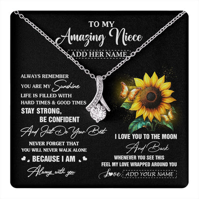 Alluring Beauty Necklace 14K White Gold Finish | 1 | Personalized To My Amazing Niece Necklace From Aunt Uncle Auntie Sunflower It A Big Hug Niece Birthday Gifts Graduation Christmas Custom Gift Box Message Card | https://teecentury.