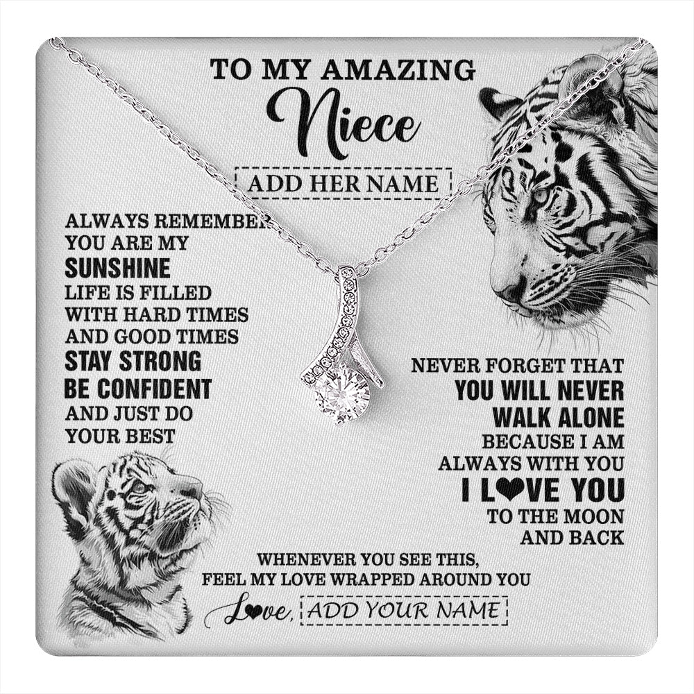 Alluring Beauty Necklace 14K White Gold Finish | 1 | Personalized To My Amazing Niece Necklace From Aunt Uncle White Tiger It A Big Hug Niece Birthday Gifts Graduation Christmas Custom Gift Box Message Card | https://teecentury.