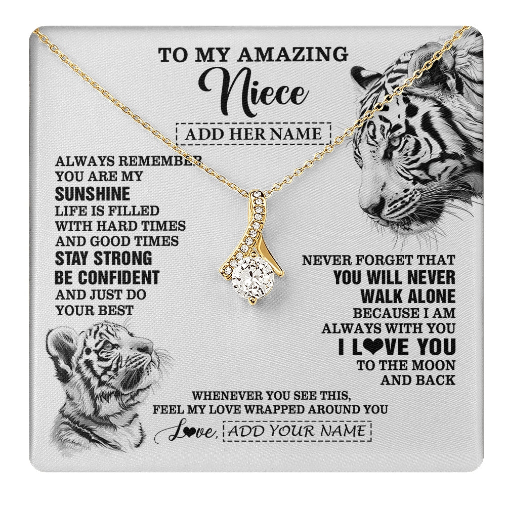 Alluring Beauty Necklace 18K Yellow Gold Finish | 1 | Personalized To My Amazing Niece Necklace From Aunt Uncle White Tiger It A Big Hug Niece Birthday Gifts Graduation Christmas Custom Gift Box Message Card | https://teecentury.