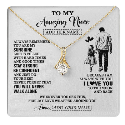 Alluring Beauty Necklace 18K Yellow Gold Finish | 1 | Personalized To My Amazing Niece Necklace From Uncle Man It A Big Hug Niece Birthday Gifts Graduation Christmas Custom Gift Box Message Card | https://teecentury.