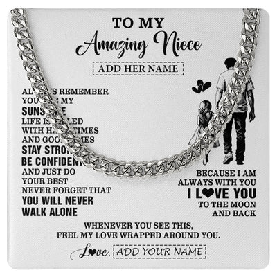 Cuban Link Chain Necklace Stainless Steel | 1 | Personalized To My Amazing Niece Necklace From Uncle Man It A Big Hug Niece Birthday Gifts Graduation Christmas Custom Gift Box Message Card | https://teecentury.