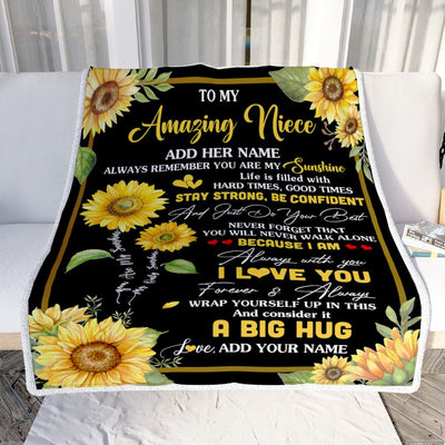Personalized To My Amazing Niece Sunflower Blanket From Aunt Uncle Auntie My Sunshine Niece Birthday Gifts Graduation Christmas Customized Fleece Blanket | teecentury