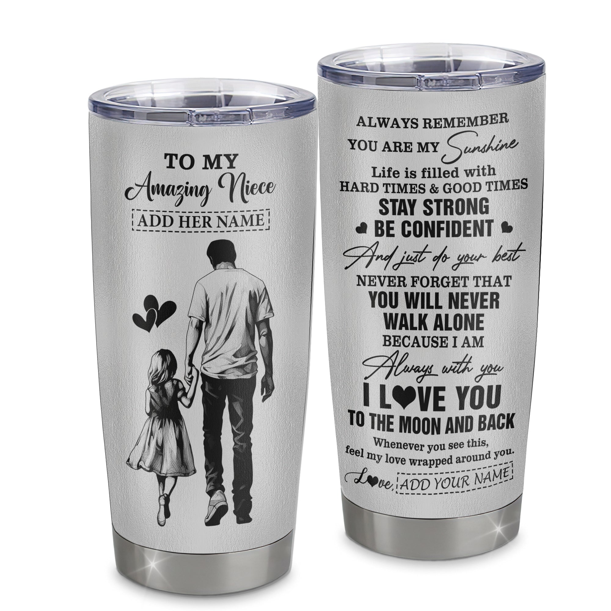 Personalized To My Amazing Niece Tumbler From Uncle Man It A Big Hug Niece Birthday Gifts Graduation Christmas Custom Stainless Steel Travel Mug | teecentury