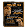 Personalized To My Amazing Son Blanket From Dad Father Lion It A Big Hug Son Birthday Gifts Graduation Christmas Customized Fleece Throw Blanket | teecentury