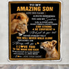 Personalized To My Amazing Son Blanket From Dad Father Lion It A Big Hug Son Birthday Gifts Graduation Christmas Customized Fleece Throw Blanket | teecentury