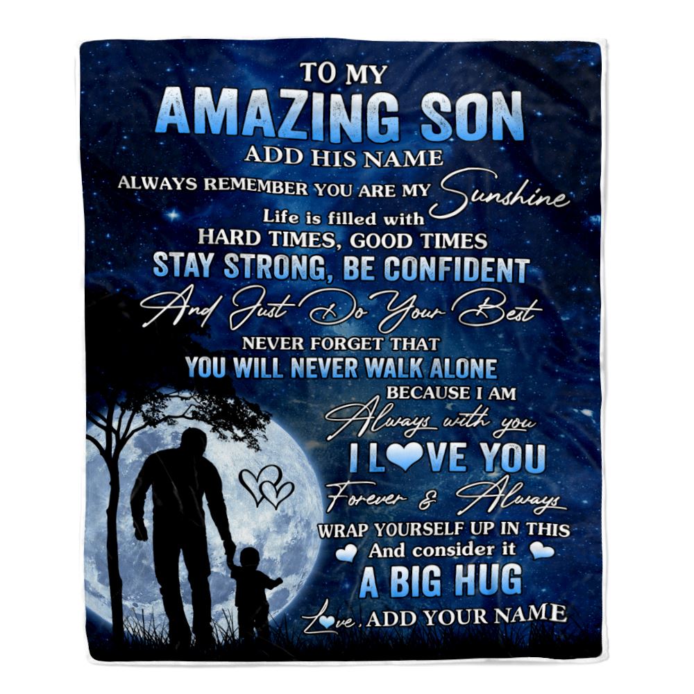 Personalized To My Amazing Son Blanket From Mom Dad Father My Sunshine Son Birthday Gifts Graduation Christmas Customized Fleece Throw Blanket | teecentury