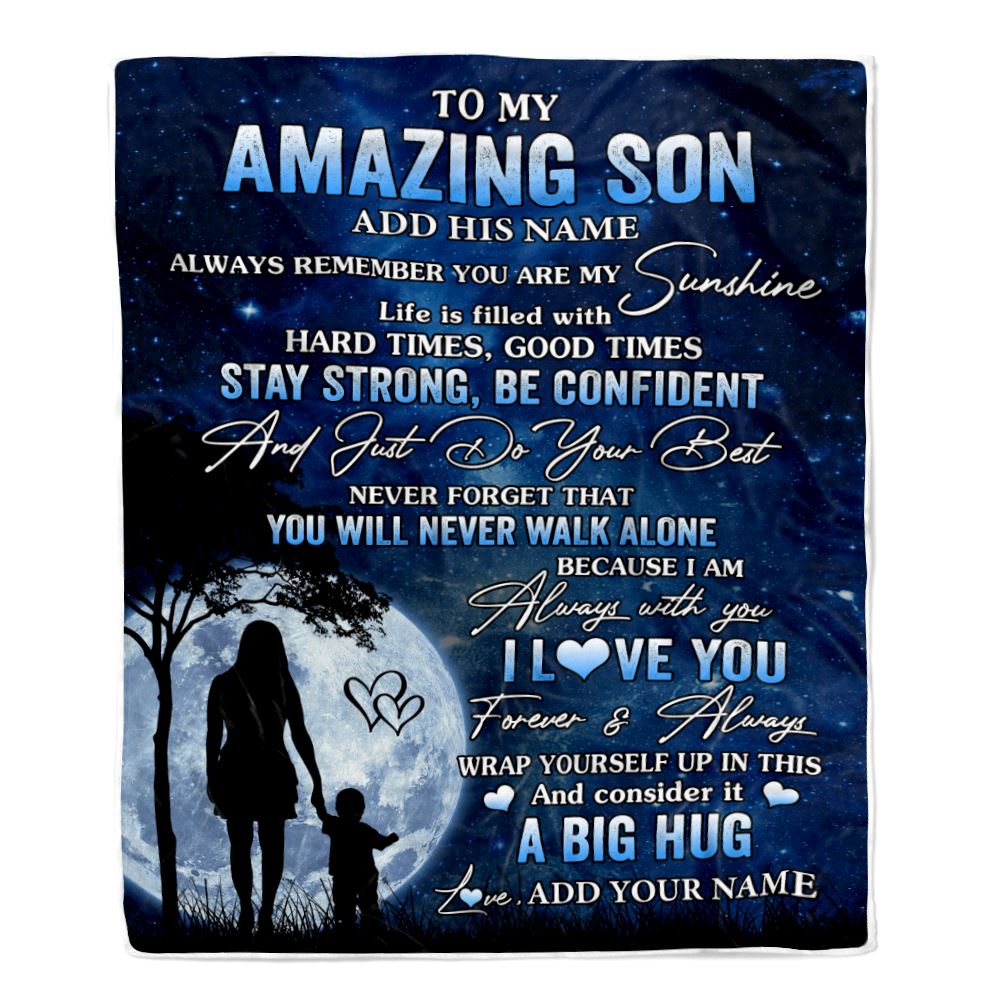 Personalized To My Amazing Son Blanket From Mom Mother Father My Sunshine Son Birthday Gifts Graduation Christmas Customized Fleece Throw Blanket | teecentury