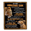Personalized To My Amazing Son Blanket From Mom Mother Lion It A Big Hug Son Birthday Gifts Graduation Christmas Customized Fleece Throw Blanket | teecentury