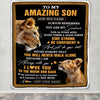 Personalized To My Amazing Son Blanket From Mom Mother Lion It A Big Hug Son Birthday Gifts Graduation Christmas Customized Fleece Throw Blanket | teecentury