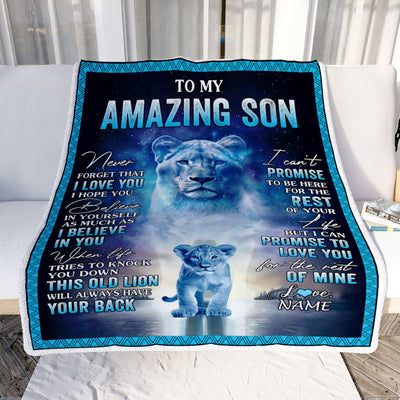 Personalized To My Amazing Son Blanket From Mom Mother Lion Never Forget I Love You Son Birthday Gift Graduation Christmas Customized Fleece Throw Blanket | teecentury