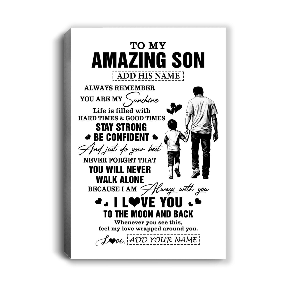 Personalized To My Amazing Son Canvas From Dad Father Man It A Big Hug Son Birthday Gifts Graduation Christmas Custom Wall Art Framed Canvas | teecentury