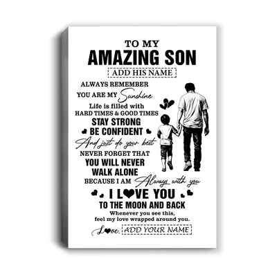 Personalized To My Amazing Son Canvas From Dad Father Man It A Big Hug Son Birthday Gifts Graduation Christmas Custom Wall Art Framed Canvas | teecentury