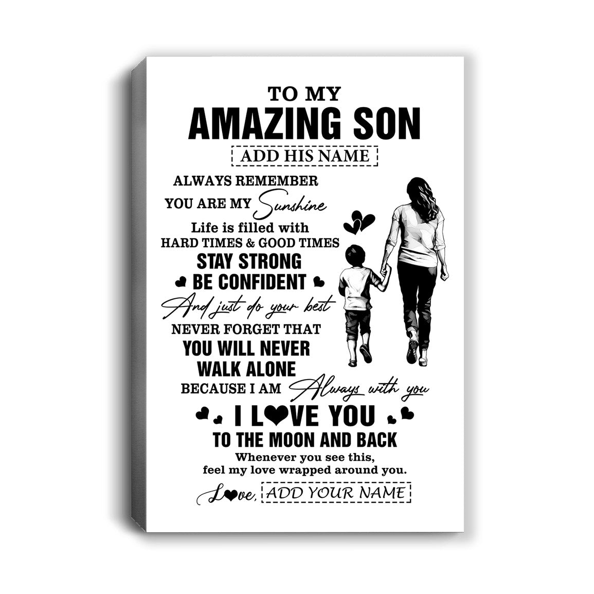 Personalized To My Amazing Son Canvas From Mom Mother Woman It A Big Hug Son Birthday Gifts Graduation Christmas Custom Wall Art Framed Canvas | teecentury