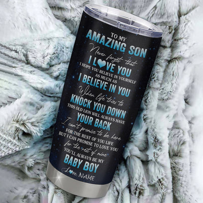 Personalized To My Amazing Son From Mom Mother Stainless Steel Tumbler Cup Lion Never Forget I Love You Son Birthday Graduation Christmas Travel Mug | teecentury
