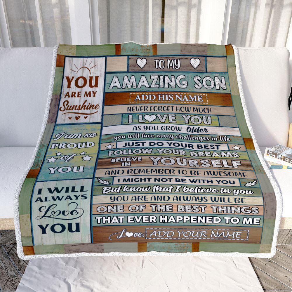 Personalized To My Amazing Son Gifts Blanket From Mom Dad Mother Wood Your Dream Gifts For Son Birthday Gifts Graduation Christmas Customized Fleece Blanket | teecentury