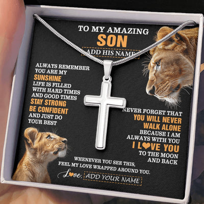 Stainless Cross Necklace Stainless Steel | 2 | Personalized To My Amazing Son Gifts Necklace From Mom Mother Lion It A Big Hug Son Birthday Gifts Graduation Christmas Custom Gift Box Message Card | https://teecentury.
