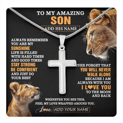 Stainless Cross Necklace Stainless Steel | 1 | Personalized To My Amazing Son Gifts Necklace From Mom Mother Lion It A Big Hug Son Birthday Gifts Graduation Christmas Custom Gift Box Message Card | https://teecentury.