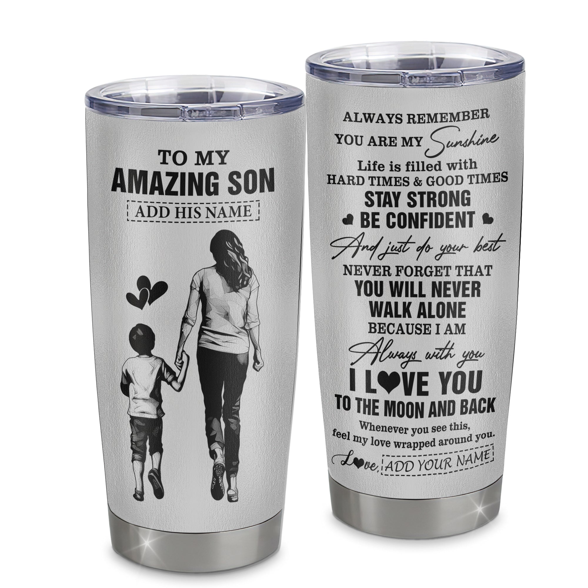 Personalized To My Amazing Son Tumbler From Mom Mother Woman It A Big Hug Son Birthday Gifts Graduation Christmas Custom Stainless Steel Travel Mug | teecentury