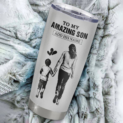 Personalized To My Amazing Son Tumbler From Mom Mother Woman It A Big Hug Son Birthday Gifts Graduation Christmas Custom Stainless Steel Travel Mug | teecentury