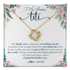 Love Knot Necklace 18K Yellow Gold Finish | 1 | Personalized To My Amazing Titi Necklace From Niece Nephew Thank You For Everything You Do Titi Mothers Day Birthday Christmas Customized Gift Box Message Card | teecentury