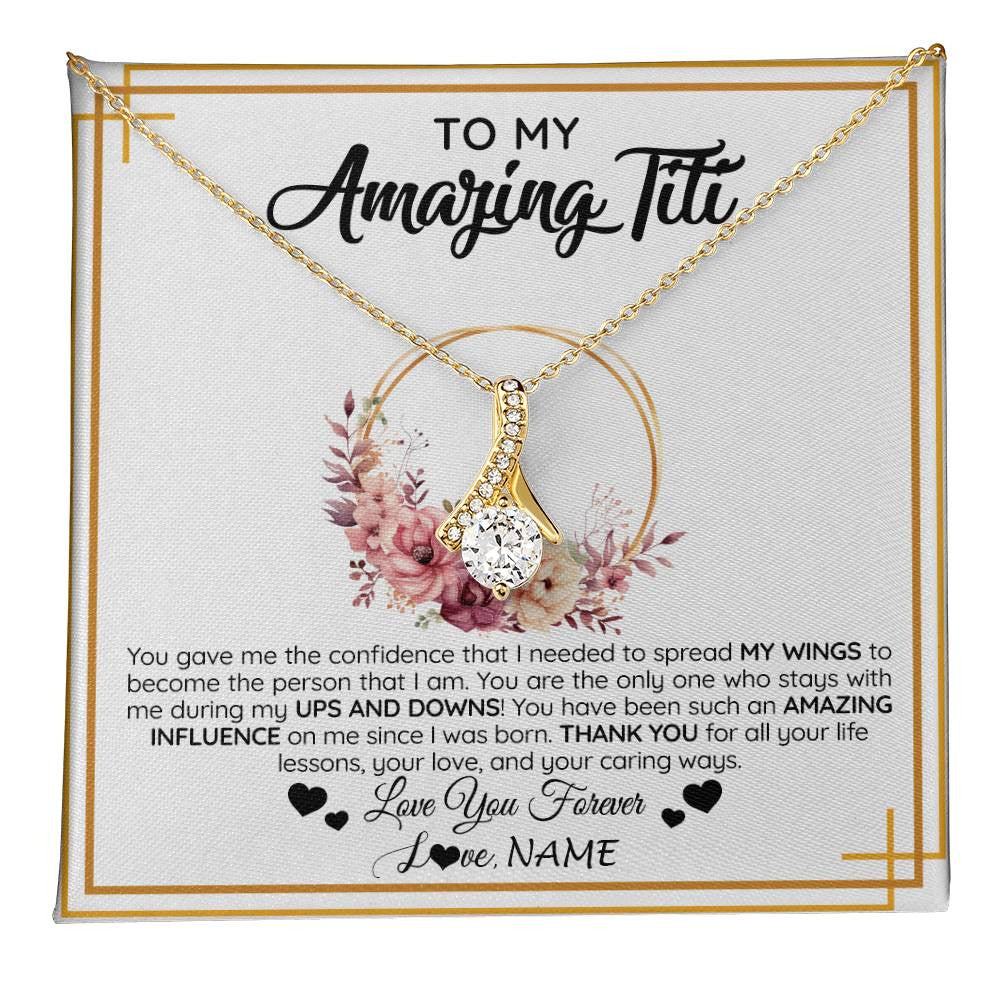 Alluring Beauty Necklace 18K Yellow Gold Finish | 1 | Personalized To My Amazing Titi Necklace From Niece Nephew You Gave Me The Confidence Titi Birthday Mothers Day Christmas Customized Gift Box Message Card | teecentury