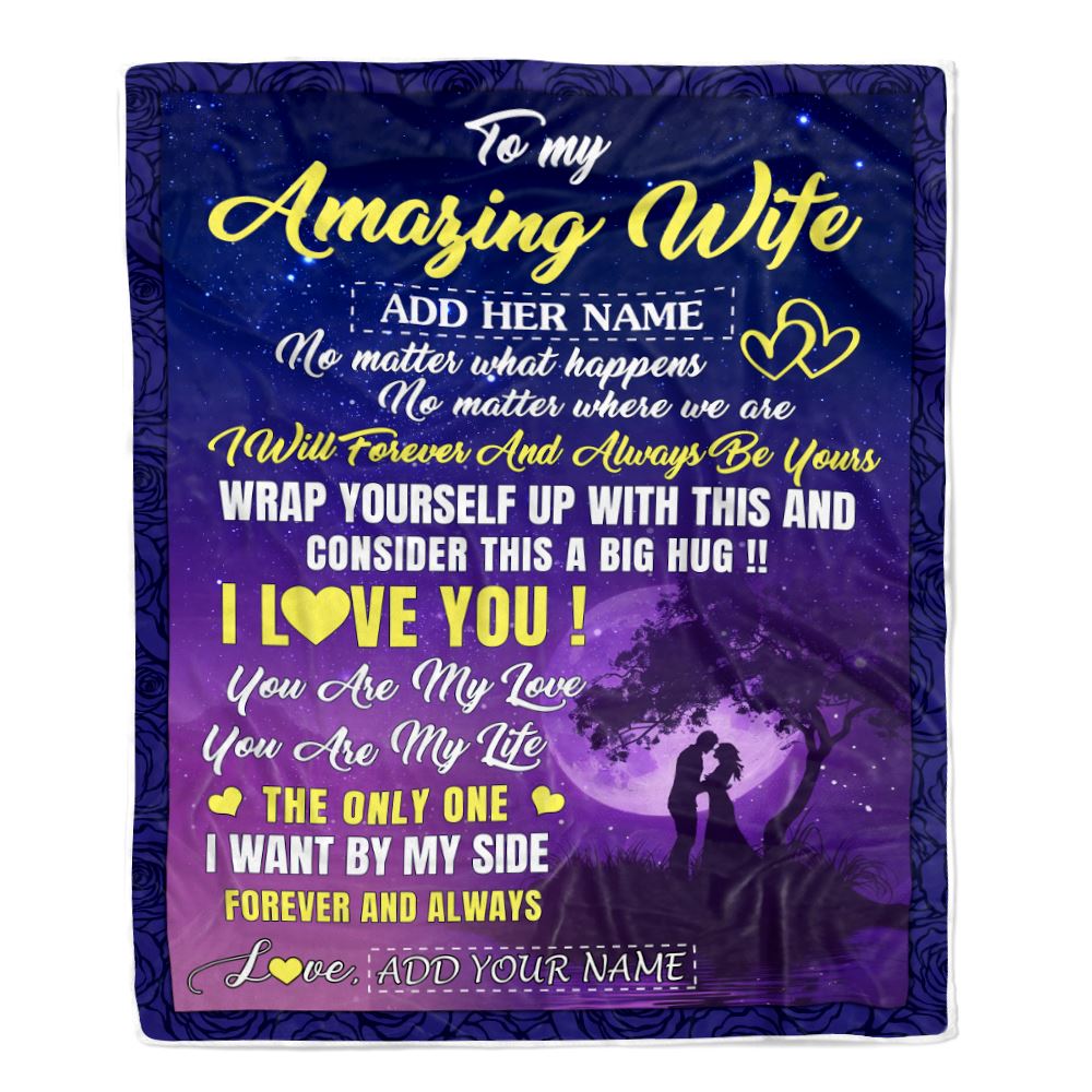 Personalized To My Amazing Wife Blanket Big Hug For Husband Birthday Gifts Anniversary Romantic Valentines Day For Her Christmas Customized Fleece Blanket | teecentury