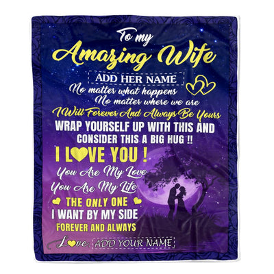 Personalized To My Amazing Wife Blanket Big Hug For Husband Birthday Gifts Anniversary Romantic Valentines Day For Her Christmas Customized Fleece Blanket | teecentury