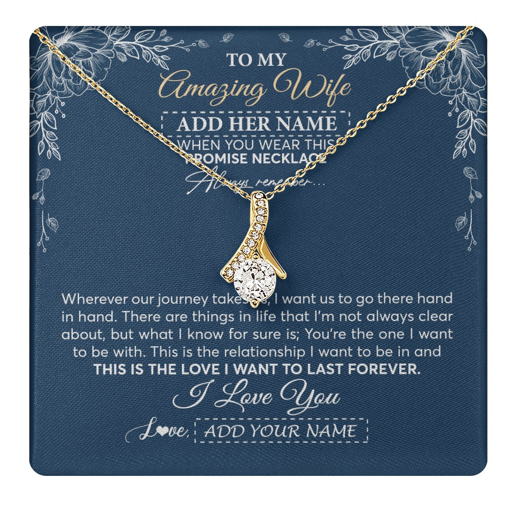 Alluring Beauty Necklace 18K Yellow Gold Finish | 1 | Personalized To My Amazing Wife Necklace From Husband Promise Necklace Birthday Gifts For Wife Anniversary Romantic Valentines Christmas Gift Box Message Card | https://teecentury.