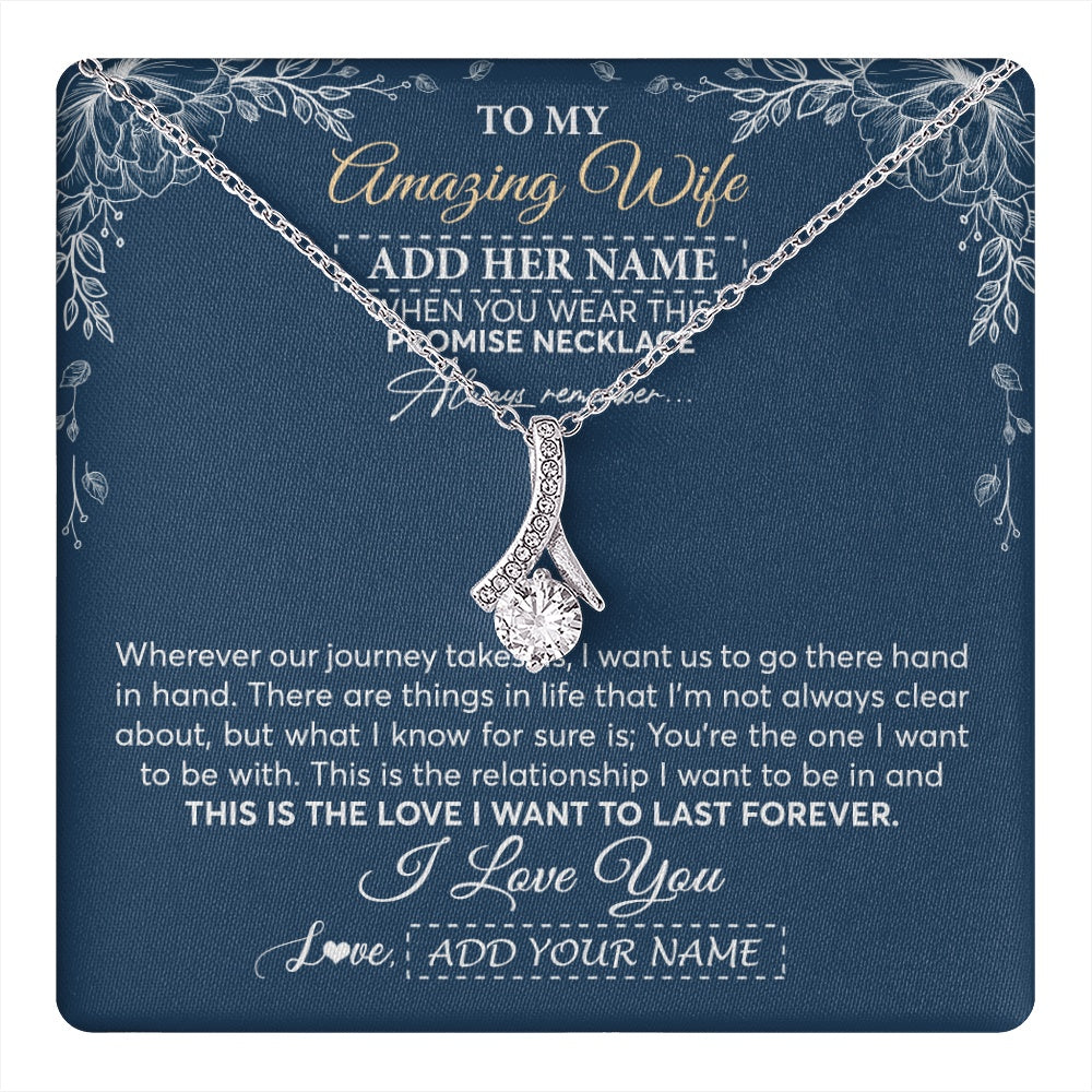Alluring Beauty Necklace 14K White Gold Finish | 1 | Personalized To My Amazing Wife Necklace From Husband Promise Necklace Birthday Gifts For Wife Anniversary Romantic Valentines Christmas Gift Box Message Card | https://teecentury.