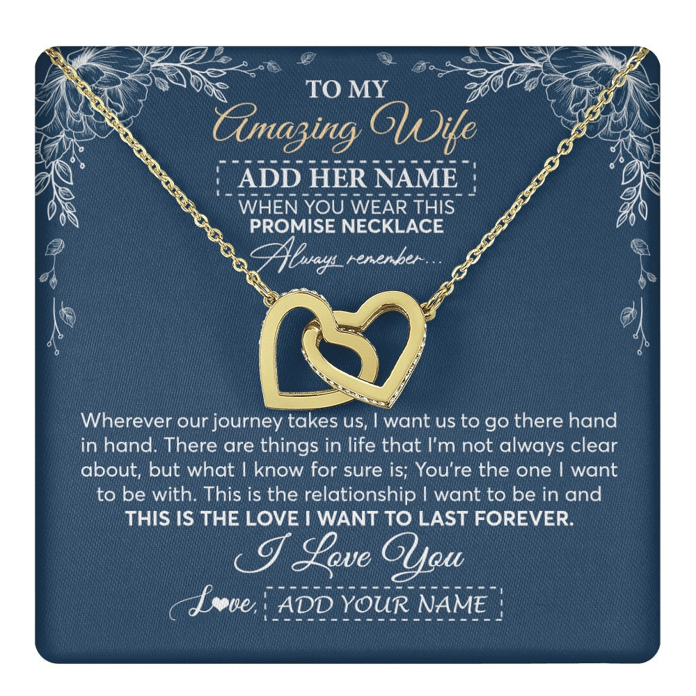 Interlocking Hearts Necklace 18K Yellow Gold Finish | 1 | Personalized To My Amazing Wife Necklace From Husband Promise Necklace Birthday Gifts For Wife Anniversary Romantic Valentines Christmas Gift Box Message Card | https://teecentury.