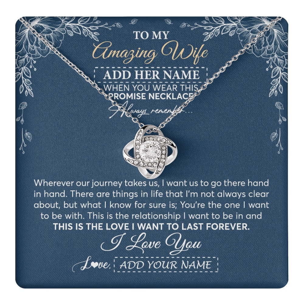 Love Knot Necklace 14K White Gold Finish | 1 | Personalized To My Amazing Wife Necklace From Husband Promise Necklace Birthday Gifts For Wife Anniversary Romantic Valentines Christmas Gift Box Message Card | https://teecentury.