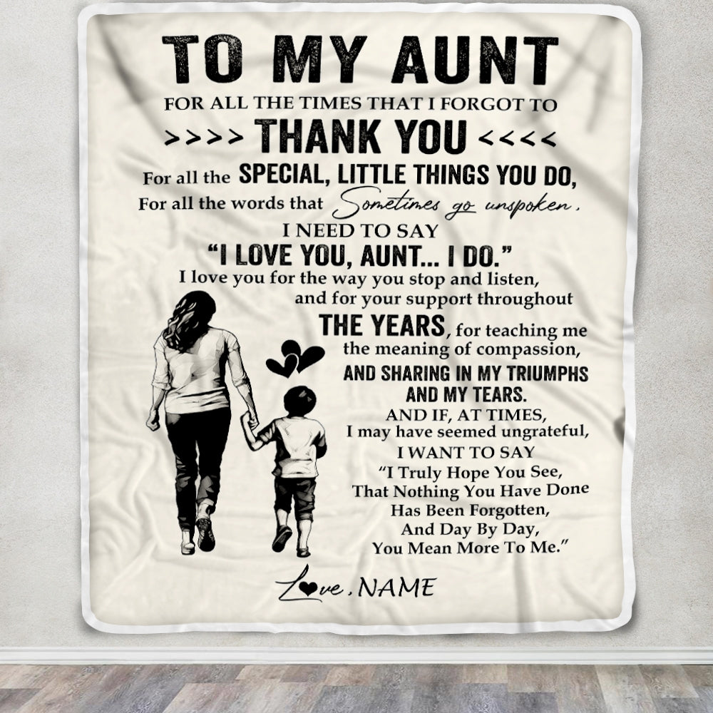 Personalized To My Aunt Blanket From Nephew For All The Times That I Forgot To Thank You Aunt Birthday Mothers Day Christmas Customized Fleece Blanket | teecentury