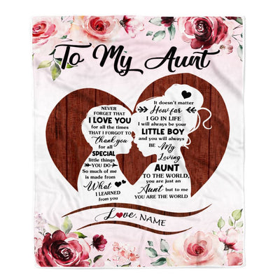 Personalized To My Aunt Blanket From Nephew Never Forget I Love You Heart Flower Aunt Birthday Mothers Day Christmas Customized Bed Fleece Throw Blanket | teecentury