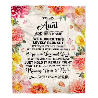 Personalized To My Aunt Blanket From Niece Floral We Hugged This Lovely Aunt Birthday Gifts Mothers Day Christmas Customized Fleece Throw Blanket | teecentury