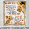 Personalized To My Aunt Blanket From Niece Lion My Loving Father I Love You Aunt Mother's Day Birthday Thanksgiving Christmas Customized Fleece Blanket | teecentury