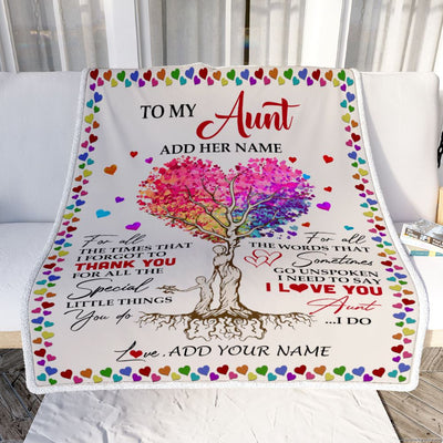 Personalized To My Aunt Blanket From Niece Nephew Colorful Tree Thank You For All Aunt Mothers Day Birthday Gifts Christmas Customized Fleece Throw Blanket | teecentury