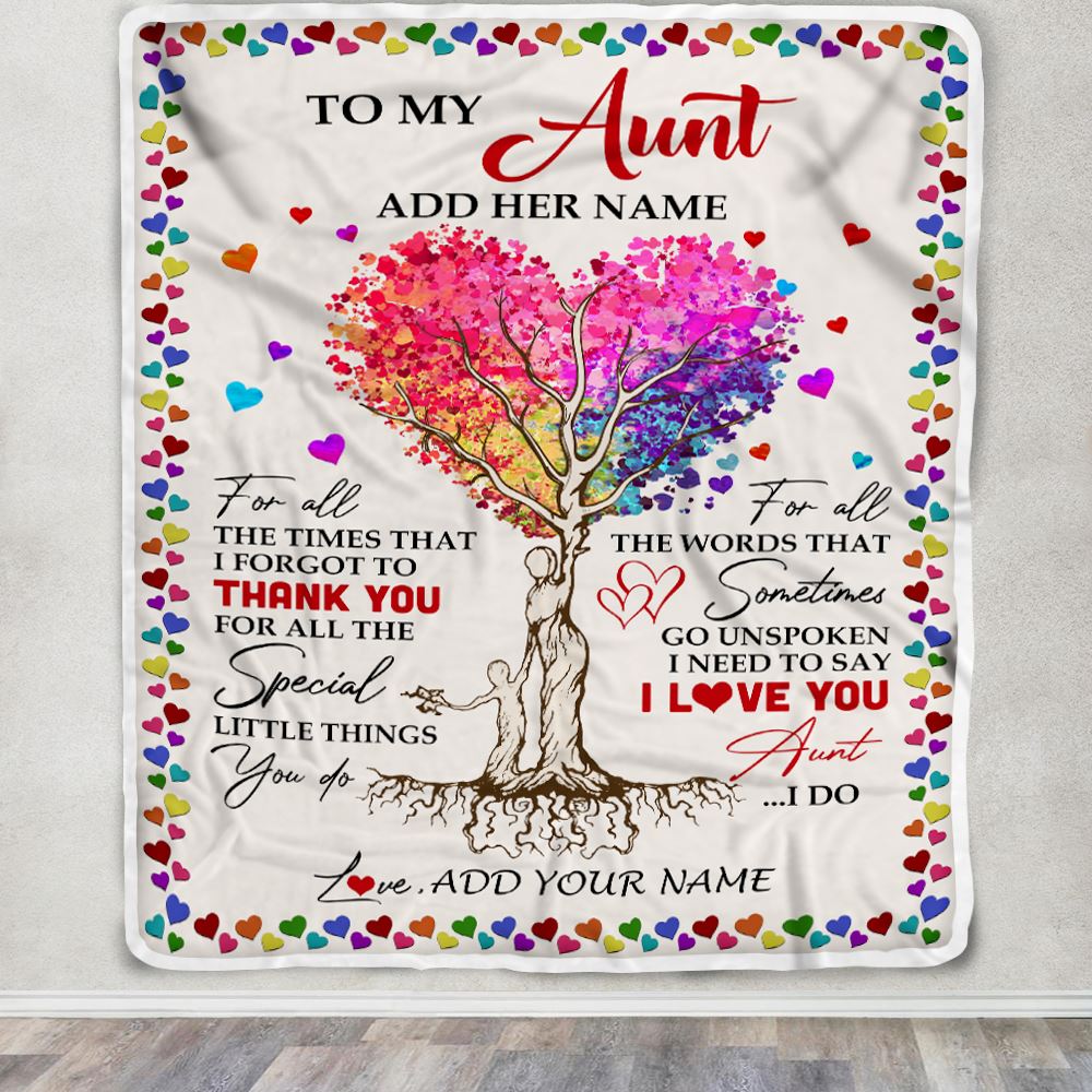 Personalized To My Aunt Blanket From Niece Nephew Colorful Tree Thank You For All Aunt Mothers Day Birthday Gifts Christmas Customized Fleece Throw Blanket | teecentury