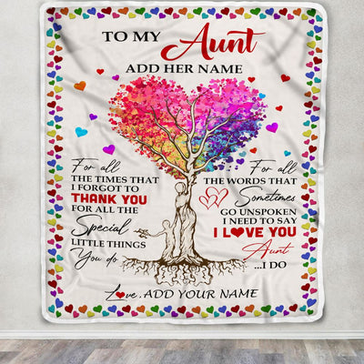 Personalized To My Aunt Blanket From Niece Nephew Colorful Tree Thank You For All Aunt Mothers Day Birthday Gifts Christmas Customized Fleece Throw Blanket | teecentury