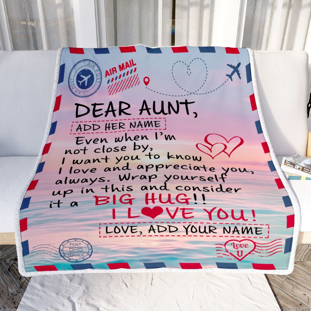 Personalized To My Aunt Blanket From Niece Nephew Letter Mail To Aunt Gifts Happy Birthday Gifts Mothers Day Christmas Custom Name Fleece Throw Blanket | teecentury