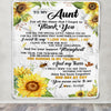 Personalized To My Aunt Blanket From Niece Nephew Sunflower Thank You I Love You Aunt Birthday Mothers Day Christmas Customized Gift Fleece Blanket | teecentury