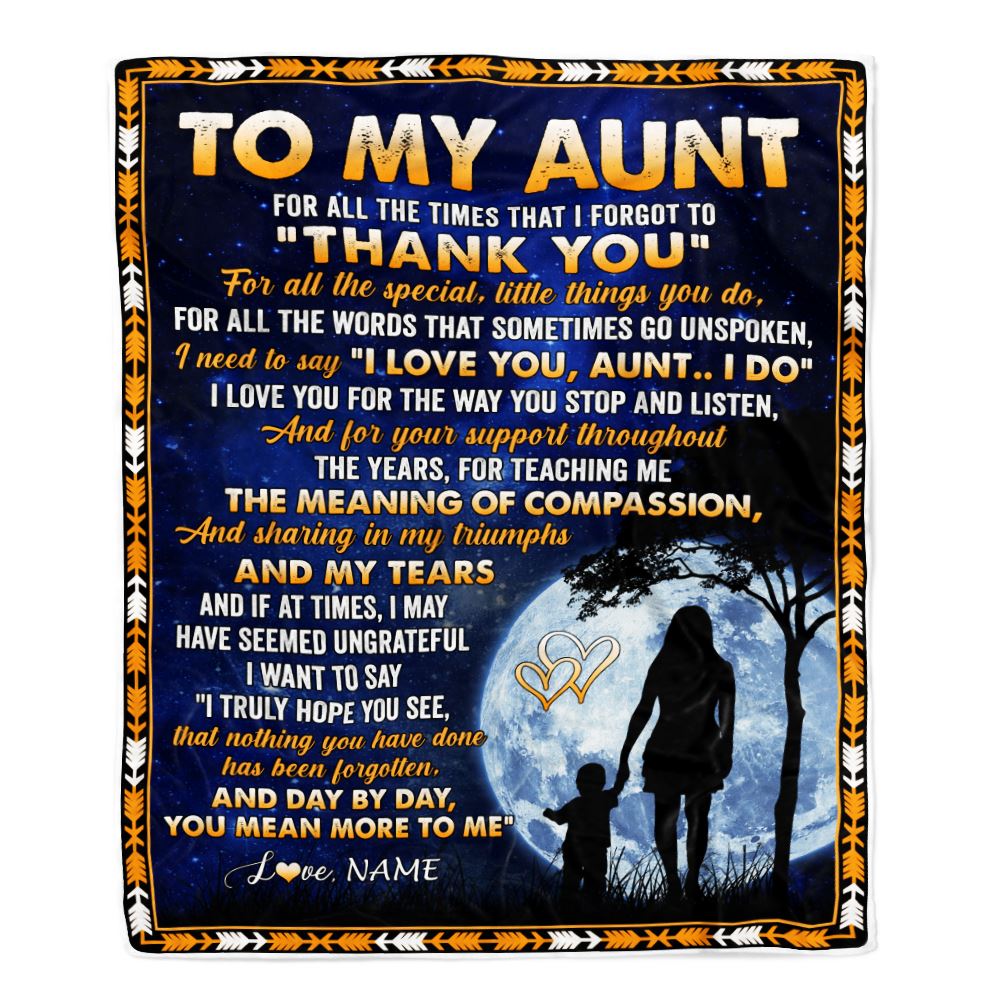 Personalized To My Aunt Blanket From Niece Nephew Thank You Grateful Love Aunt Birthday Mothers Day Christmas Customized Gift Fleece Throw Blanket | teecentury