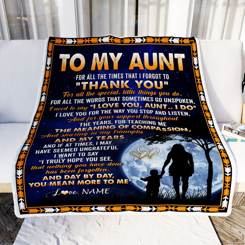 Personalized To My Aunt Blanket From Niece Nephew Thank You Grateful Love Aunt Birthday Mothers Day Christmas Customized Gift Fleece Throw Blanket | teecentury