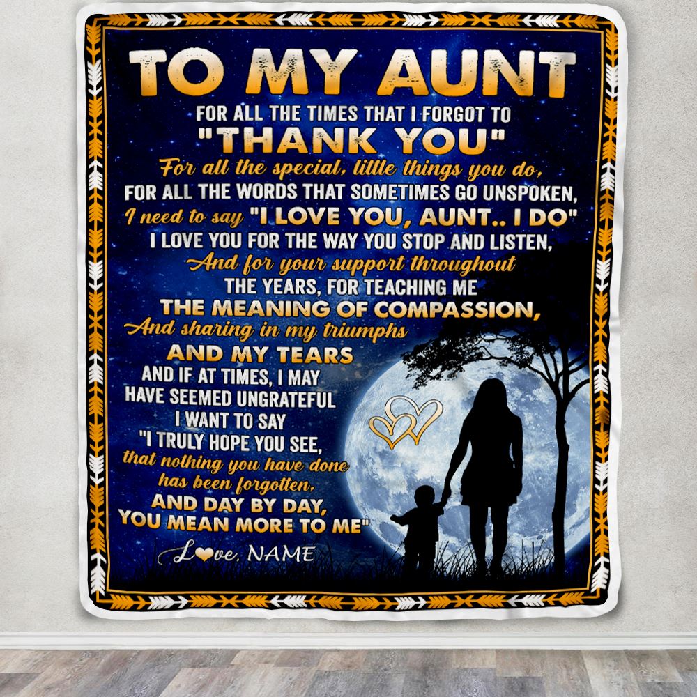 Personalized To My Aunt Blanket From Niece Nephew Thank You Grateful Love Aunt Birthday Mothers Day Christmas Customized Gift Fleece Throw Blanket | teecentury