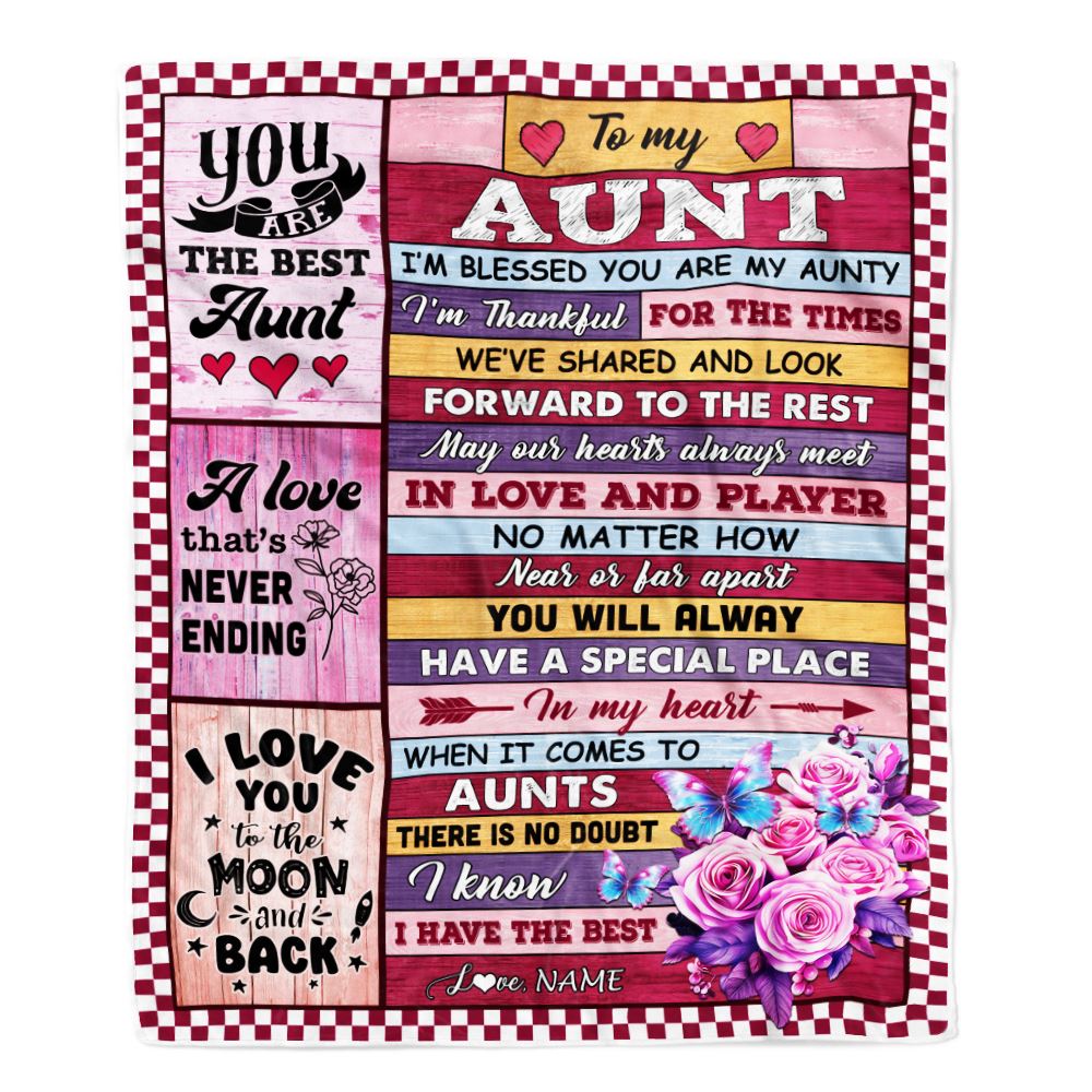Personalized To My Aunt Blanket From Niece Nephew Wood I Am Blessed You Are My Aunty Mothers Day Birthday Thanksgiving Christmas Customized Gift Fleece Blanket | teecentury
