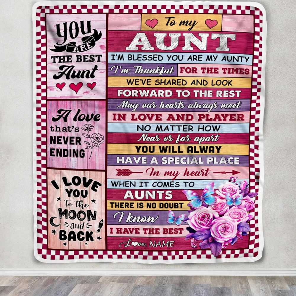 Personalized To My Aunt Blanket From Niece Nephew Wood I Am Blessed You Are My Aunty Mothers Day Birthday Thanksgiving Christmas Customized Gift Fleece Blanket | teecentury