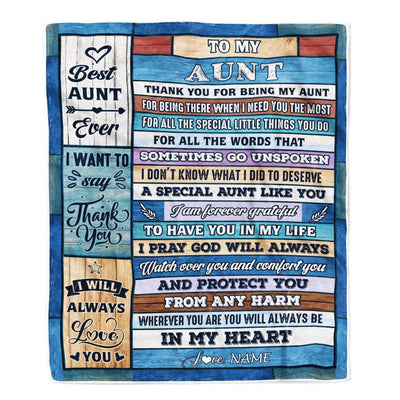 Personalized To My Aunt Blanket From Niece Nephew Wood Thank You For Being My Aunt Gift Birthday Mothers Day Thanksgiving Christmas Customized Fleece Blanket | teecentury