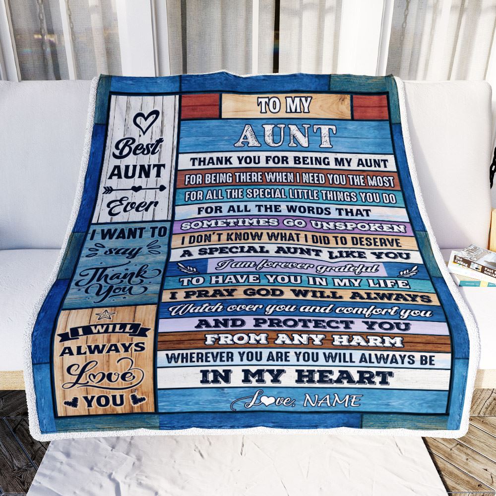 Personalized To My Aunt Blanket From Niece Nephew Wood Thank You For Being My Aunt Gift Birthday Mothers Day Thanksgiving Christmas Customized Fleece Blanket | teecentury