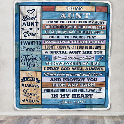 Personalized To My Aunt Blanket From Niece Nephew Wood Thank You For Being My Aunt Gift Birthday Mothers Day Thanksgiving Christmas Customized Fleece Blanket | teecentury